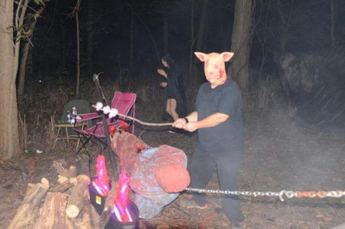 Haunted Woods Pig Man and Victims