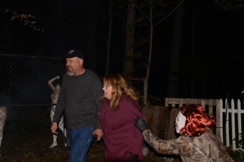 Haunted Woods Monster Grabs Scared Woman