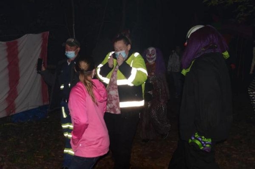 Haunted Woods Clown and Screaming Girls