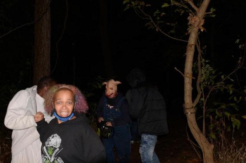 Haunted Woods Pig Man and Screaming Couple