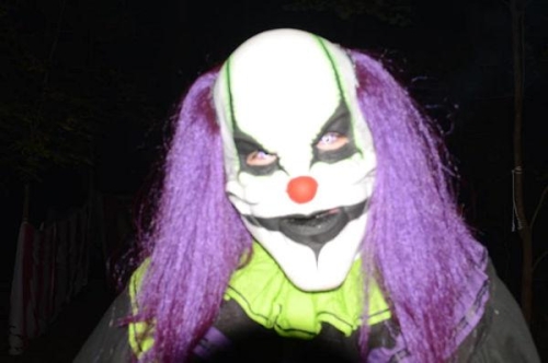Haunted Woods Killer Clown with Purple Hair