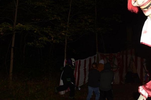 Haunted Woods Clowns Chasing Guests