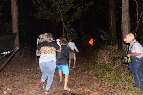 Haunted Woods Pig Man Scaring Guests