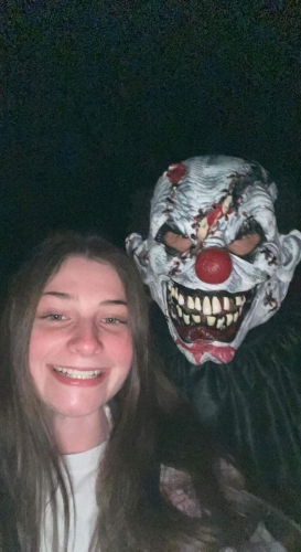 Haunted Woods Killer Clown in Guest Selfie