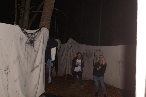 Haunted Woods Guests Frozen in Fear and Screaming